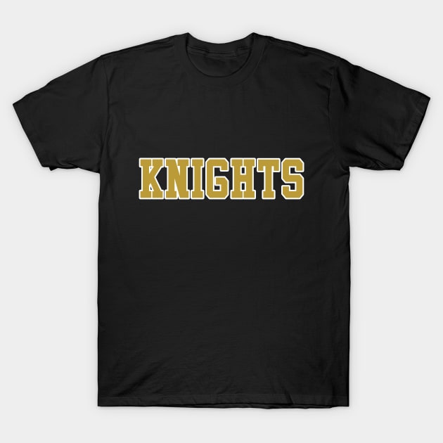 Knights in Gold Athletic Font T-Shirt by tropicalteesshop